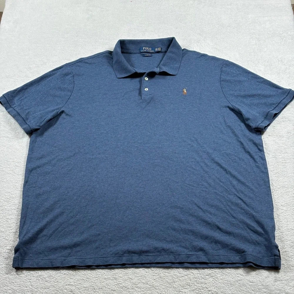 Polo Ralph Lauren Mens XXL Blue Classic Fit Cotton Short Sleeve Polo Shirt